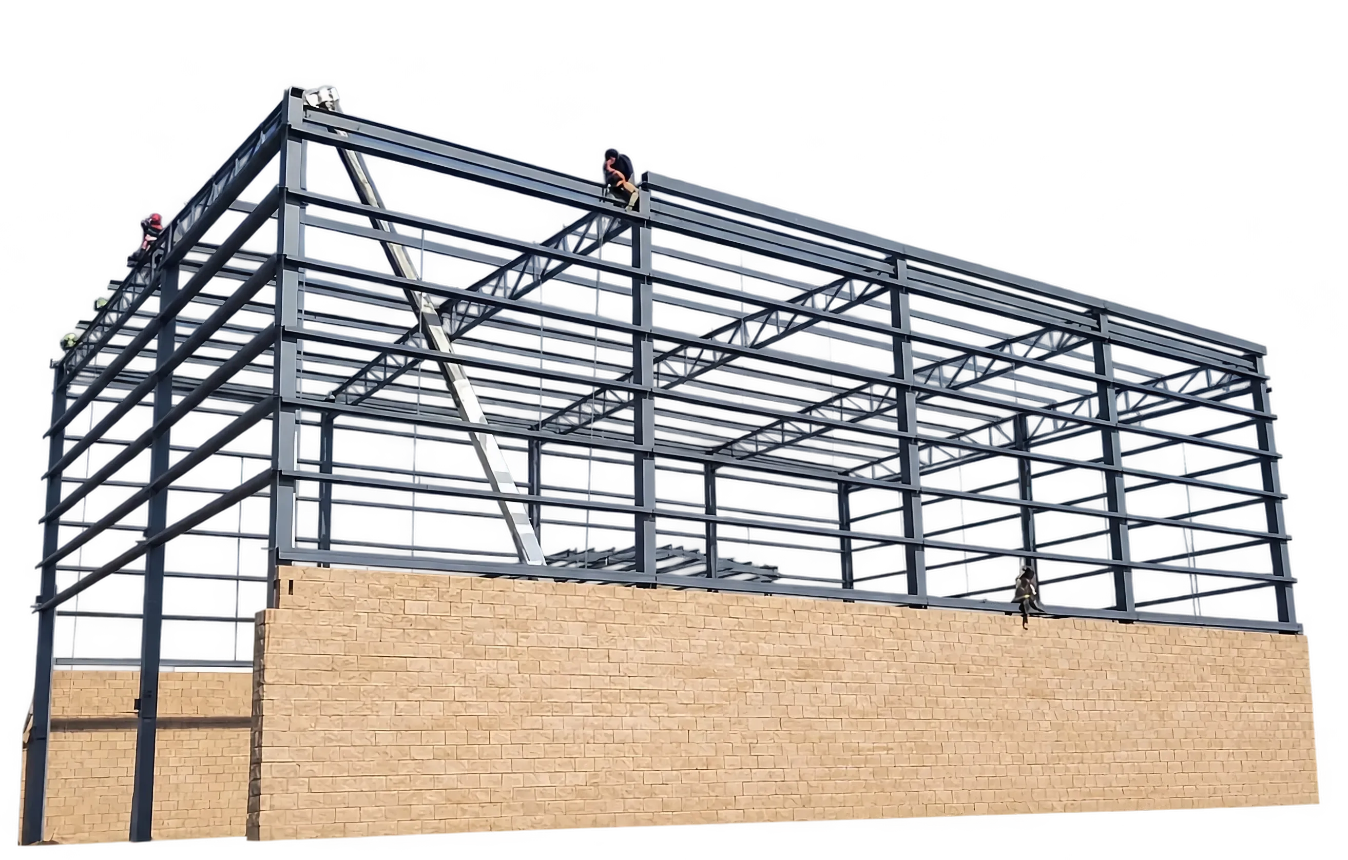 Estructura metálica de acero con muro de block